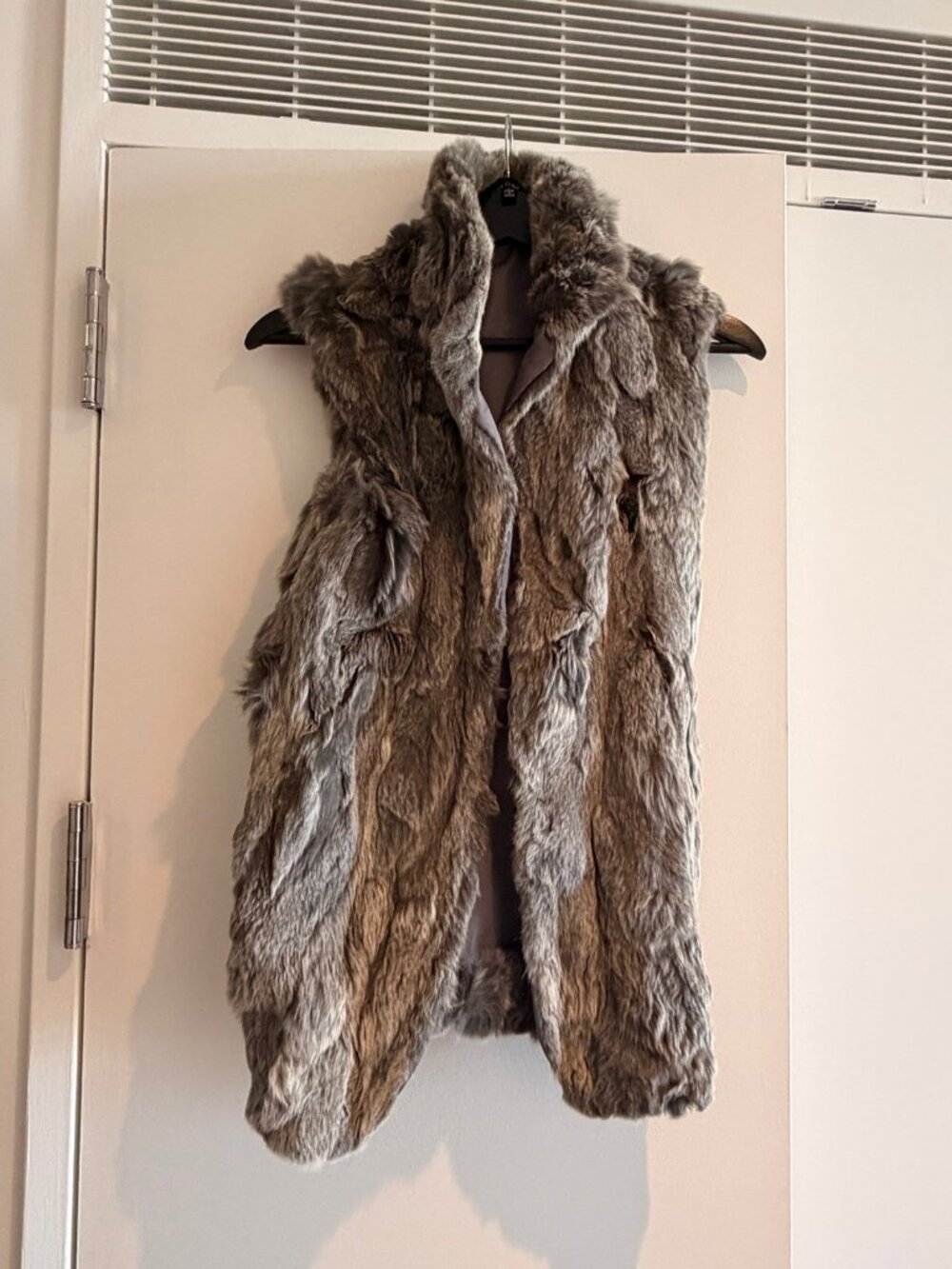 Adrienne Landau Grey Rex Rabbit Fur Vest